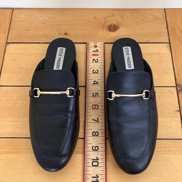 Steve Madden Galilea Black Slip On Mule Loafers Gold Horsebit Women's Shoes US 8 - Picture 8 of 8